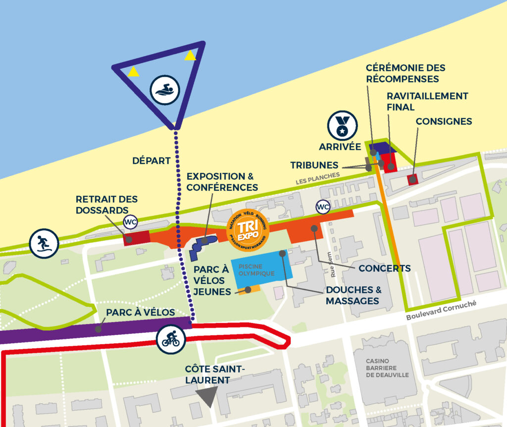 Plan accès triathlon Deauville